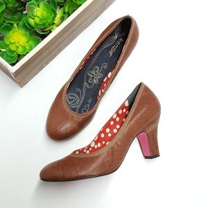 Kenzie Brown Leather FITCH Round Toe Pumps